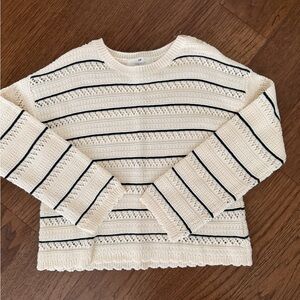 H&M Striped Cream and Black Girls Sweater